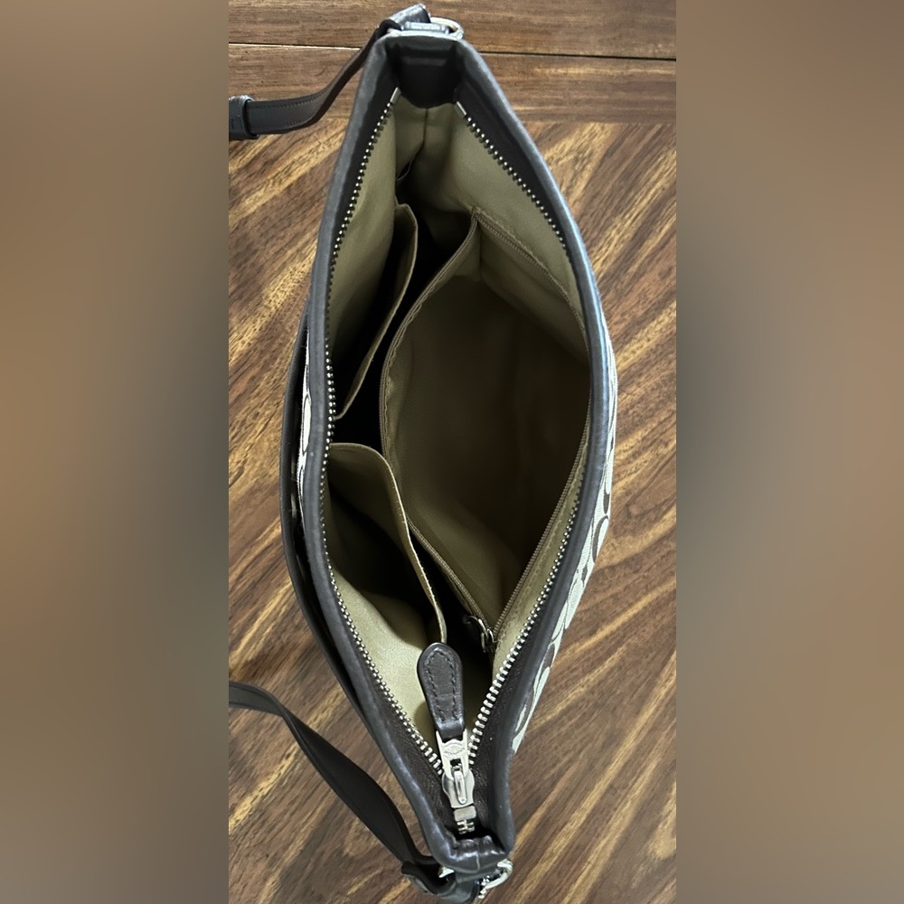 Coach Signature File Crossbody Bag - Brown/Khaki Canvas - Picture 5 of 10